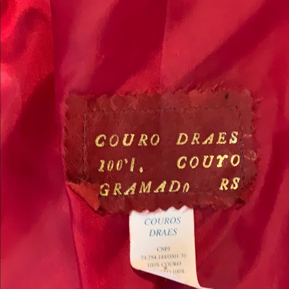 Red genuine leather trench coat - Picture 3 of 4